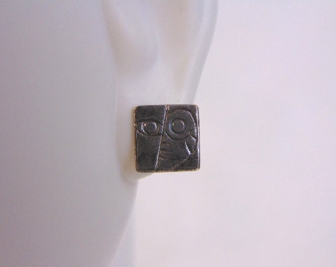 Womens Vintage Estate Sterling Silver Modernist Earrings 0.8g E4422