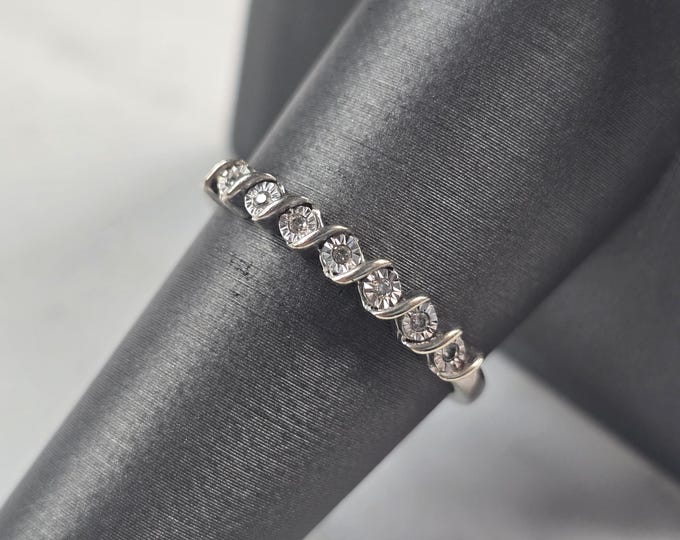 Womens Vintage Estate 10K White Gold Diamond Ring 1.9g E4625