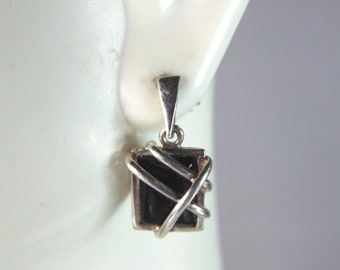 Womens Vintage Estate Sterling Silver Onyx Earrings 2.9g E3145
