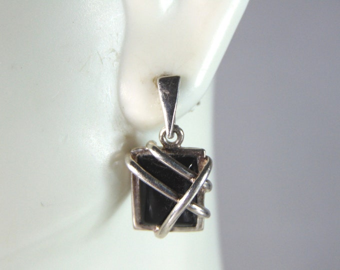 Womens Vintage Estate Sterling Silver Onyx Earrings 2.9g E3145