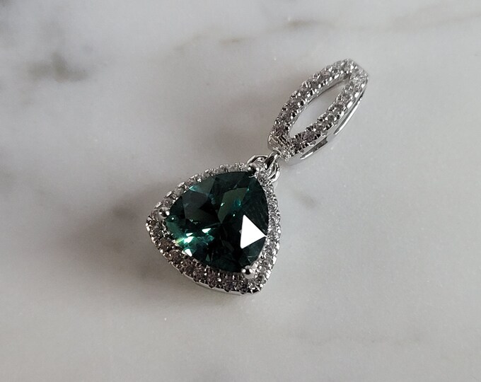 Womens Sterling Silver Modernist CZ Pendant 2.8g E3732