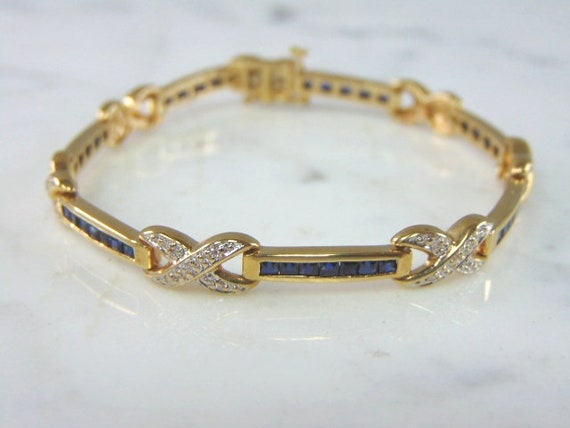 Womens Vintage Estate 14K Gold Diamond & Sapphire… - image 1