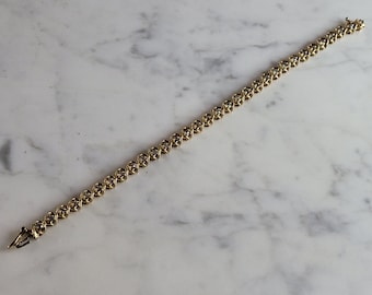 Womens Vintage Estate 14K Yellow Gold Diamond Tennis Bracelet 14.3g E7009