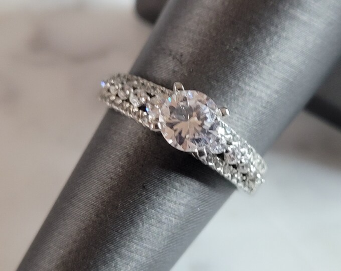 Womens Estate Sterling Silver CZ Ring 3.0g E6688