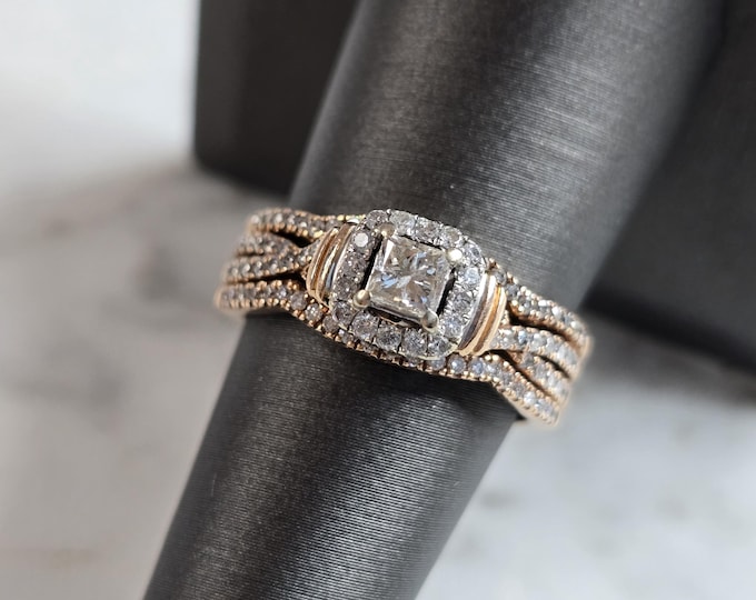 Womens Vintage Estate 14k Rose Gold Diamond Ring 7.3g #E4425