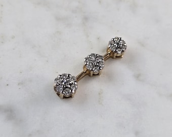 Womens Vintage Estate 10K Yellow Gold Diamond Pendant 2.2g E3982