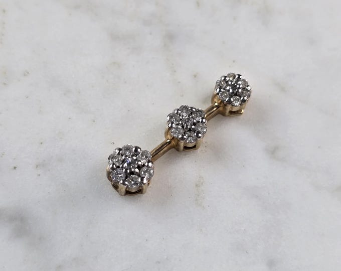 Womens Vintage Estate 10K Yellow Gold Diamond Pendant 2.2g E3982