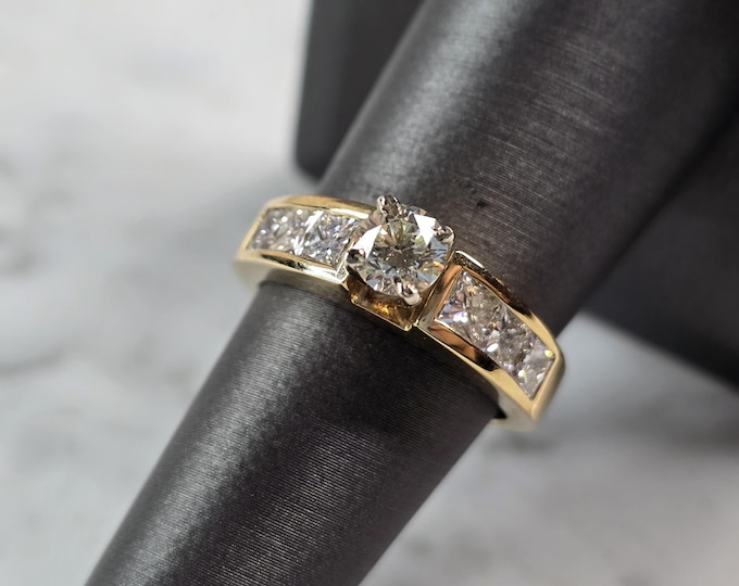 Womens Vintage Estate 14K Gold 1.5ct Diamond Ring, 6.6g E1838