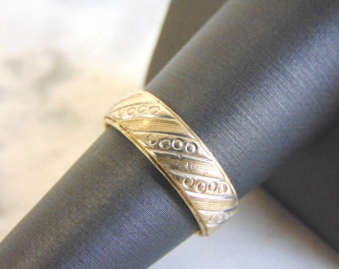 Mens Vintage Estate 10k Yellow & White Gold Wedding Band Ring 4.6g #E4160