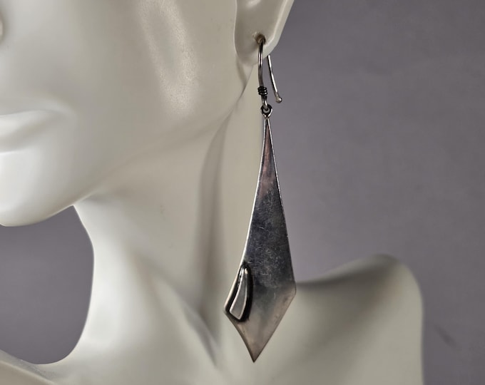Womens Vintage Estate Sterling Silver Modernist Dangle Earrings 9.2g E4710