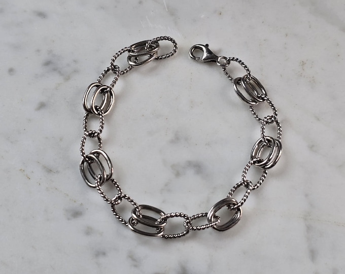 Womens Vintage Estate Sterling Silver Chain Link Bracelet 11.1g E1163