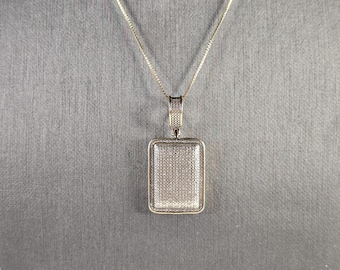 Womens Estate Sterling Silver & 14KGP Diamond Pendant Necklace 8.3g E7971