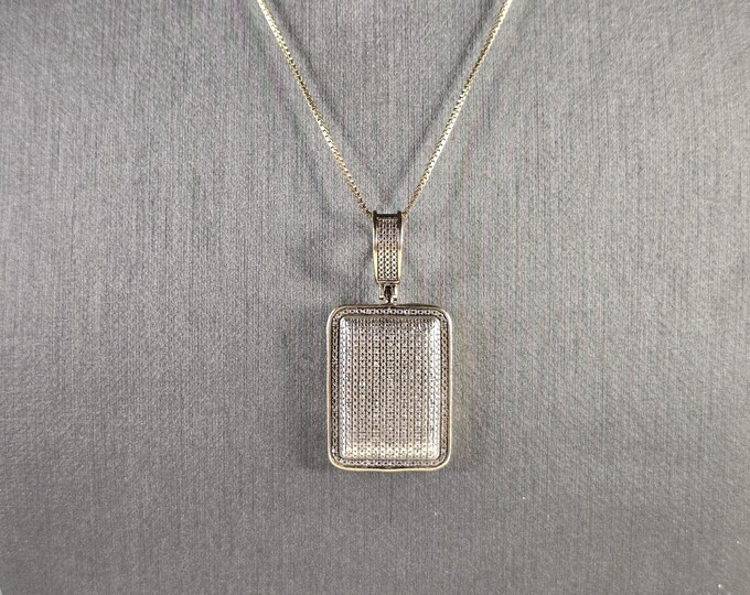 Womens Estate Sterling Silver & 14KGP Diamond Pendant Necklace 8.3g E7971