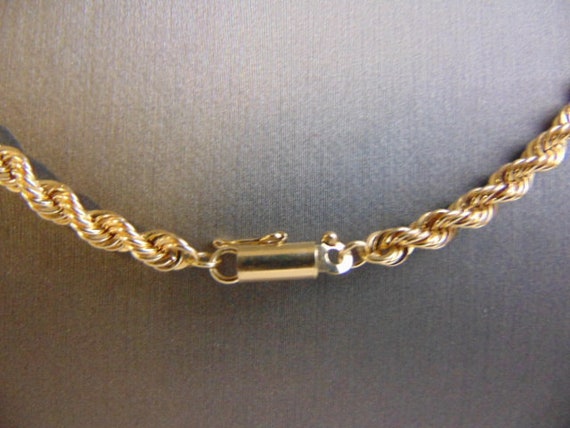 Heavy Vintage Estate 14K Yellow Gold  Rope Neckla… - image 3