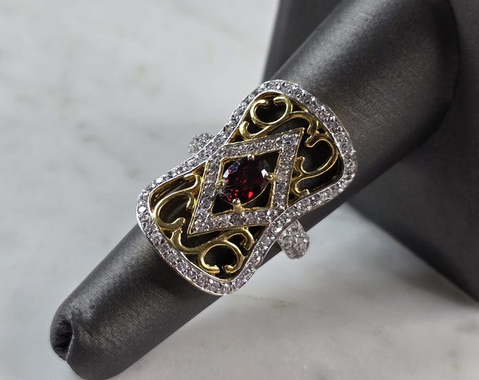 Womens Estate Sterling Silver Gold Tone Modernist Ring 7.2g E825