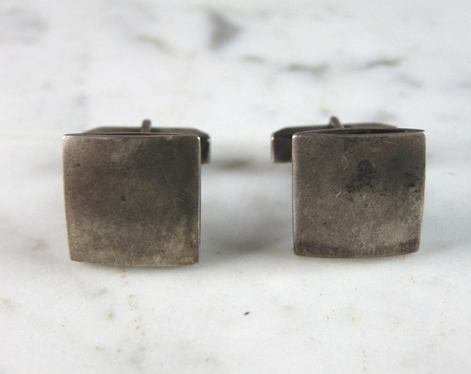 Mens Vintage Estate Sterling Silver Modernist Cufflinks 12.6g E3669