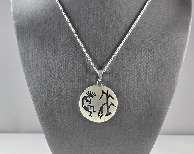 Vintage Estate Sterling Silver Necklace W/ Southwestern Kokopelli Pendant 19.0g E691