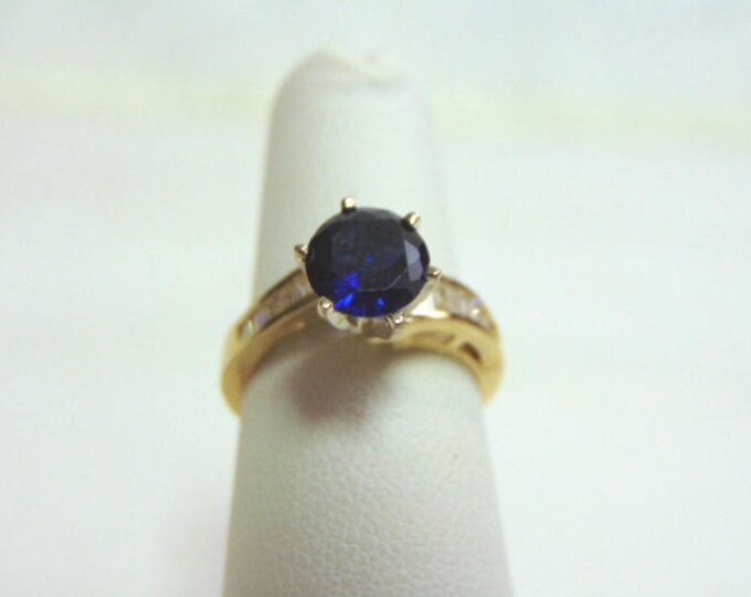 Womens Vintage Estate 14K Gold Sapphire & Diamond Ring, 3.6g E3593