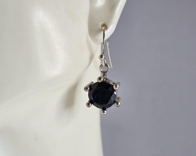 Womens Vintage Estate Sterling Silver Natural Sapphire Earrings 7.4g E7882