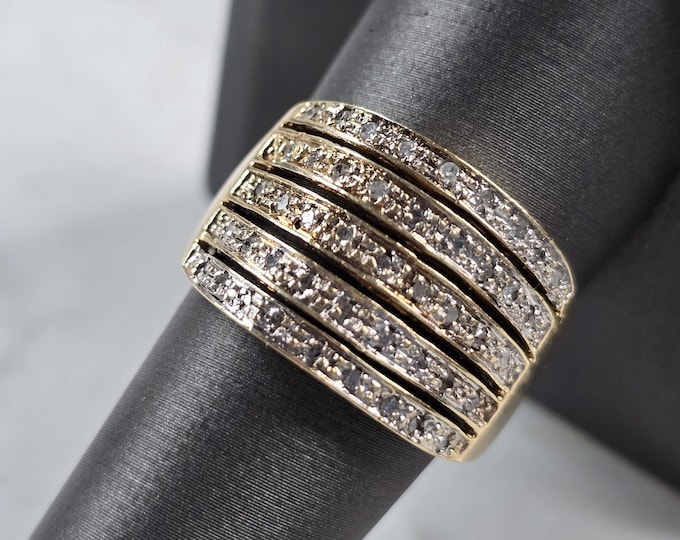 Womens Vintage Estate 10K Yellow Gold Diamond Ring 5.8g E3947