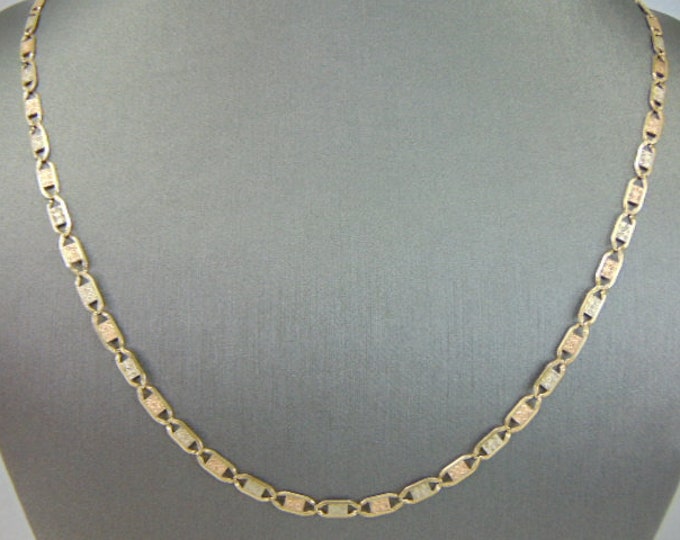 Womens Vintage Estate 14k Mixed Gold Chain Link Necklace 12.5g E5741