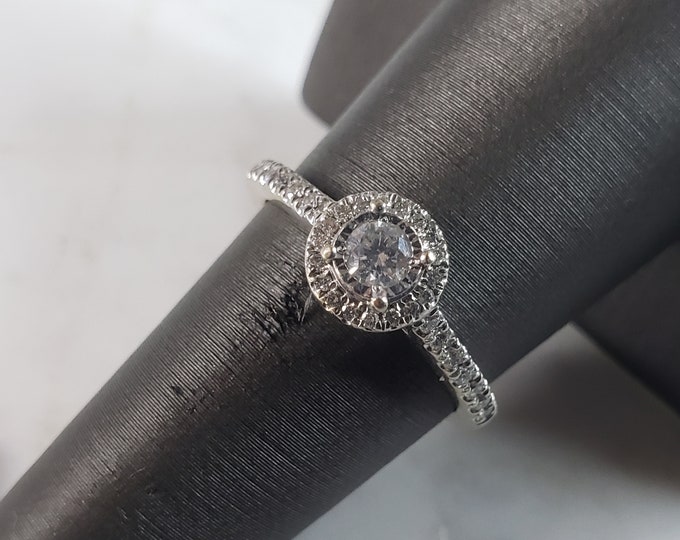 Womens Vintage Estate 10K White Gold Diamond Ring, 2.8g, E6238