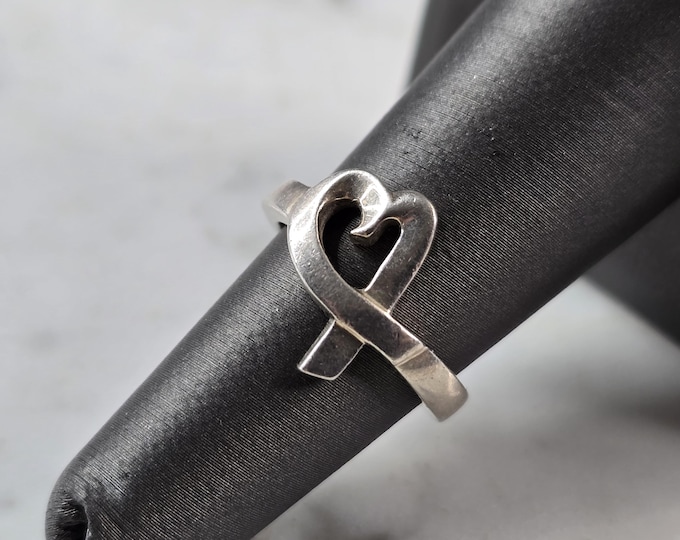 Womens Vintage Estate Sterling "Tiffany & Co." Picasso Heart Ring 4.1g E7800