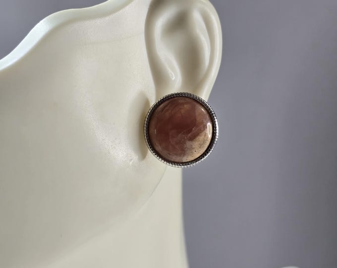 Womens Vintage Estate Sterling Silver Carnelian Stud Earrings 5.9g E3283