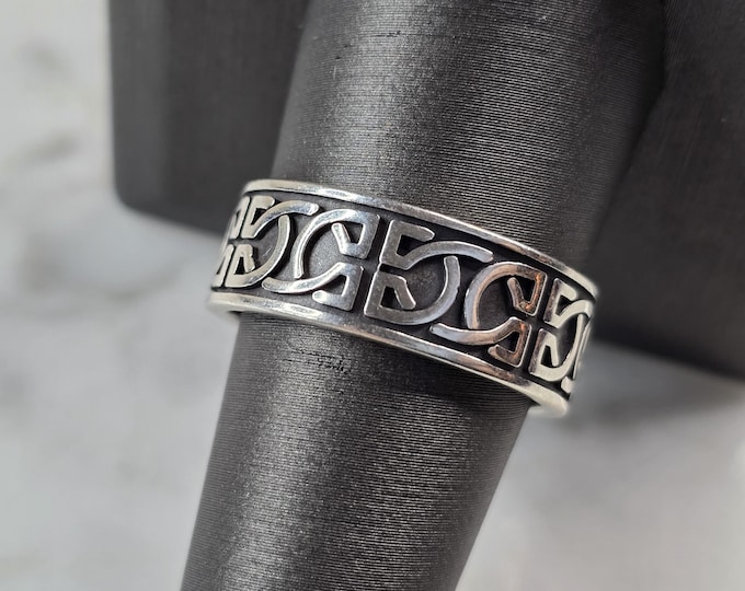 Mens Vintage Estate Sterling Silver Irish Celtic Eternity Knot Ring 6.1g E1813