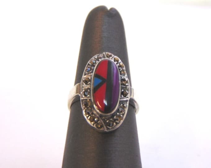 Womens Vintage Estate Sterling Silver Southwestern, Native American Zuni Ring 5.1g E1560