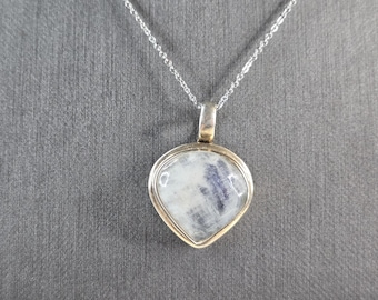 Womens Estate Sterling Silver Moonstone Pendant Necklace 10.2g E3788