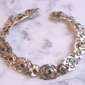 Damen Vintage Nachlass Sterling Silber Malachit Armband 36,3g E1318