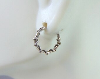 Womens Estate Sterling Silver Hoop Earrings 0.6g E1814