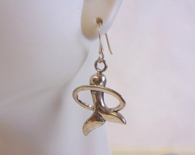 Womens Vintage Estate Sterling Silver Whale Tail Earrings 4.0g E4052