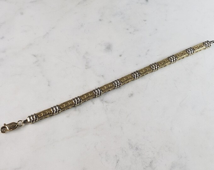 Mens or Womens Vintage Estate 14K Gold Greek Key Bracelet 14.4g E2520