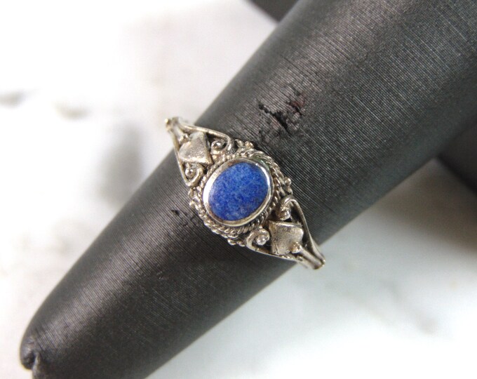 Womens Vintage Estate Sterling Silver Modernist Lapis Ring 2.1g E6347