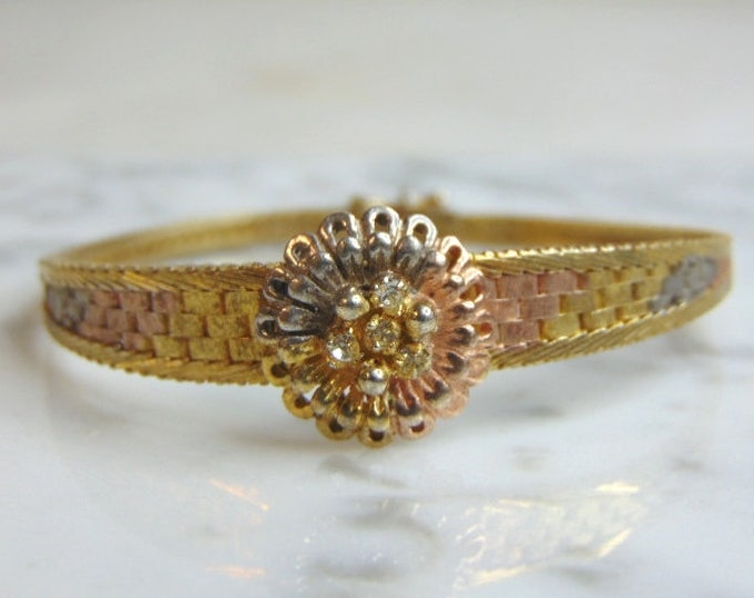 Womens Vintage Estate Gold Tone Sterling Silver Bracelet 14.7g E5201