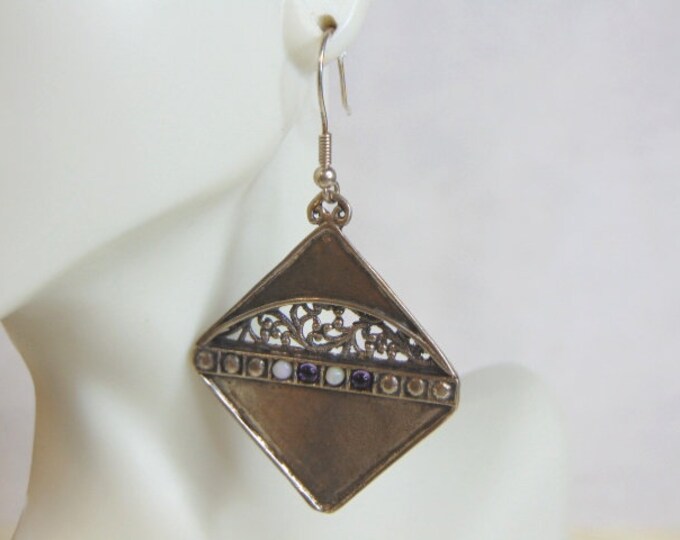 Womens Vintage Estate Sterling Silver Modernist Dangle Earrings 13.0g E4676