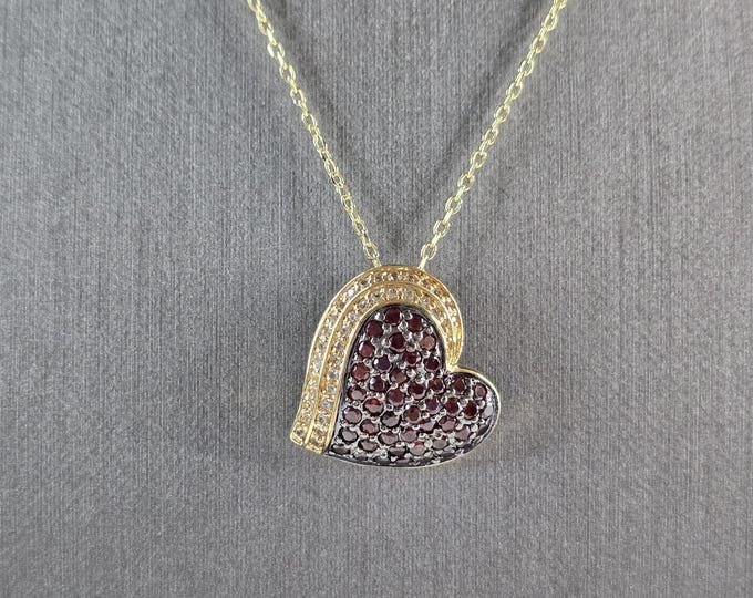 Womens Sterling Silver Gold Tone Modernist Pendant Heart Necklace 6.4g E3199