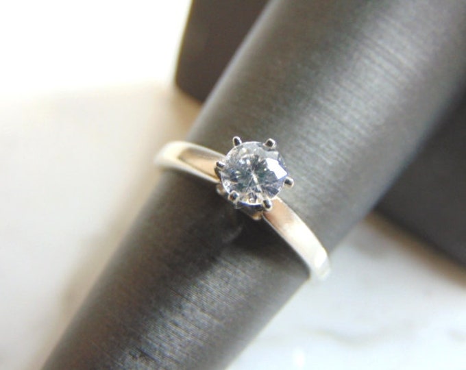 Womens Vintage Estate 14k White Gold Diamond Engagement Ring 3.3g  E1528