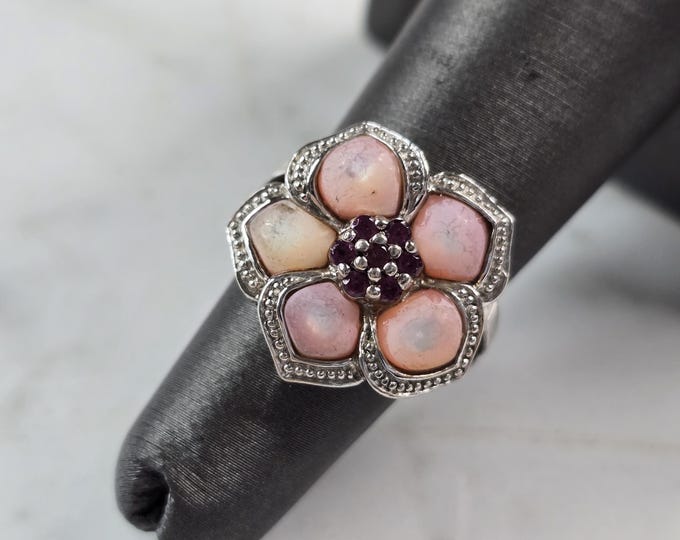 Womens Vintage Estate Sterling Silver Flower Ring 6.1g E3704