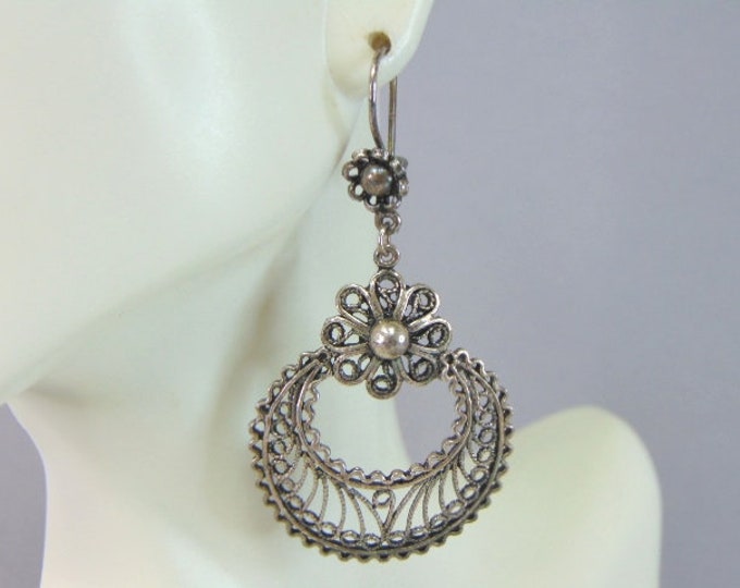 Womens Vintage Estate Sterling Silver Dangle Earrings 10.0g E5888