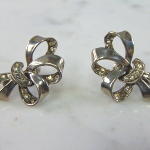 Womens Vintage Estate Sterling Silver Ribbon Clamp On Earrings 7.6g E5261