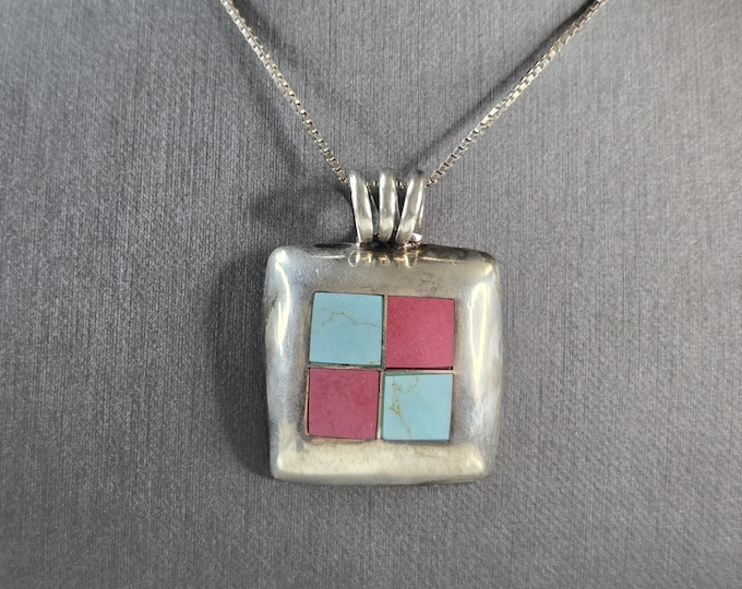 Womens Vintage Estate Sterling Silver Modernist Pendant Necklace 27.3g E1688