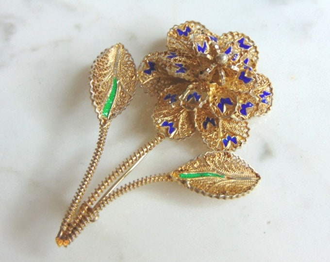 Womens Vintage Estate Sterling Silver Flower Brooch 12.1g E5879