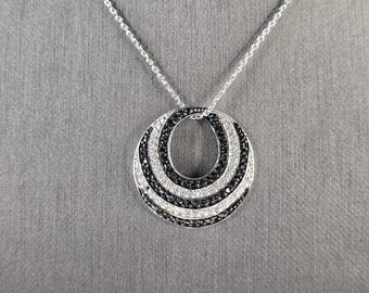 Womens Vintage Estate Sterling Silver Modernist Pendant & Necklace 5.6g E7615