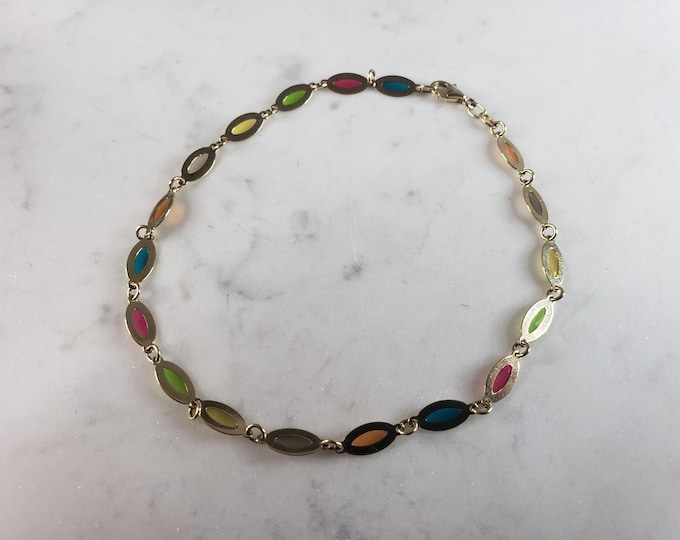 Womens Vintage Estate 14K Yellow Gold Anklet Bracelet, 4.3g E3292