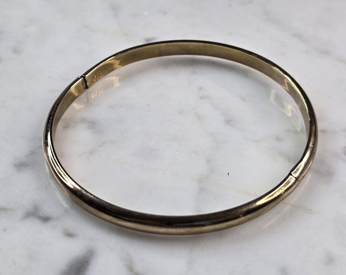 Womens Vintage Estate Sterling Silver Gold Tone Bangle Bracelet, 9.8g E4960
