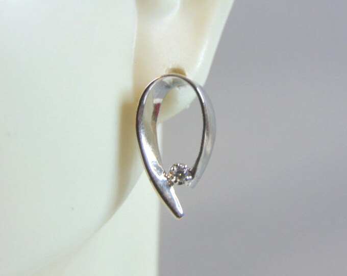 Womens Vintage Estate Sterling Silver CZ Earrings 2.1g E4324
