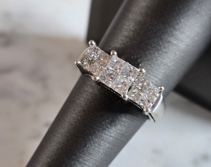 Womens Vintage Estate 14K White Gold Diamond Ring 5.2g E7227